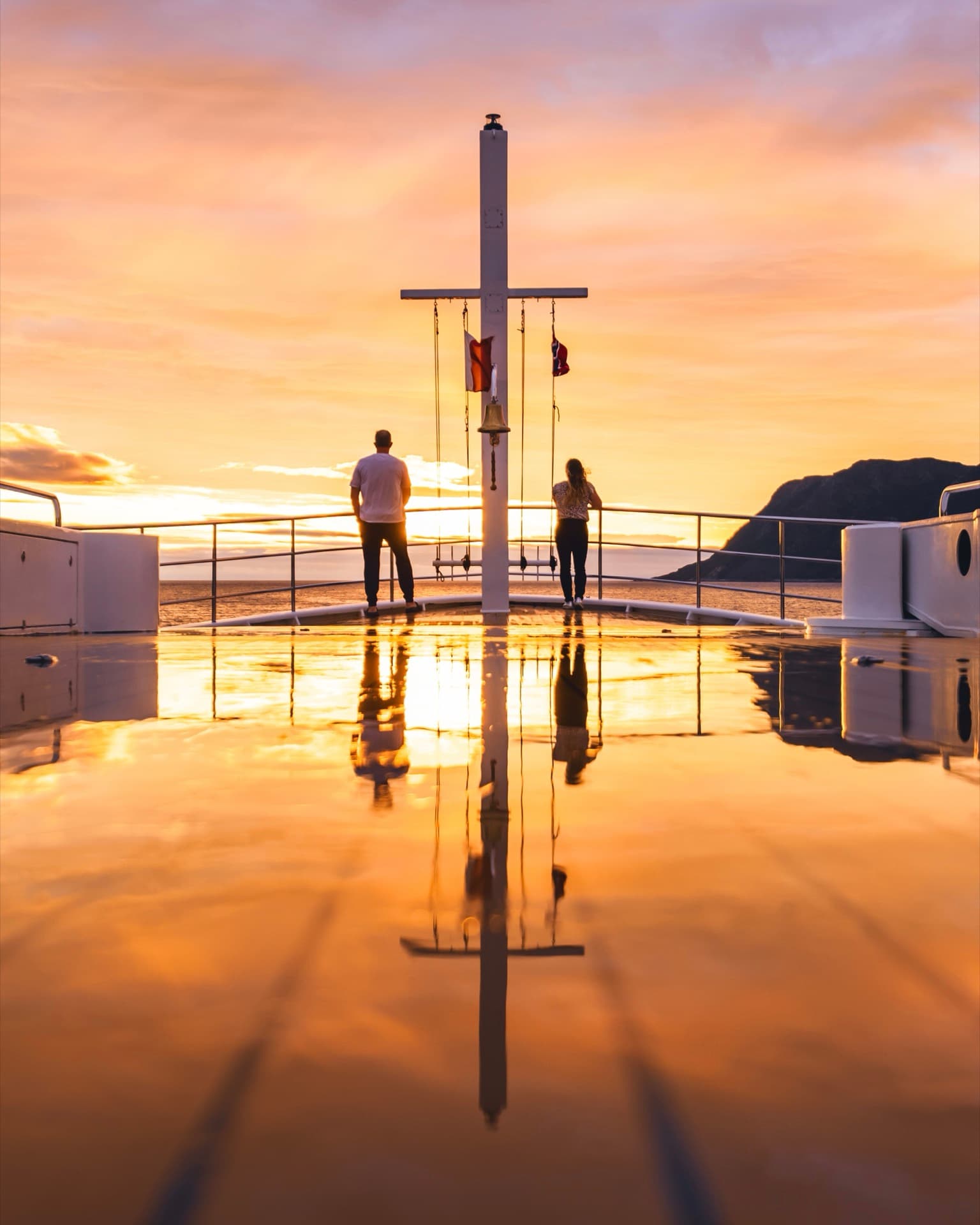Sunset on expedition vessel